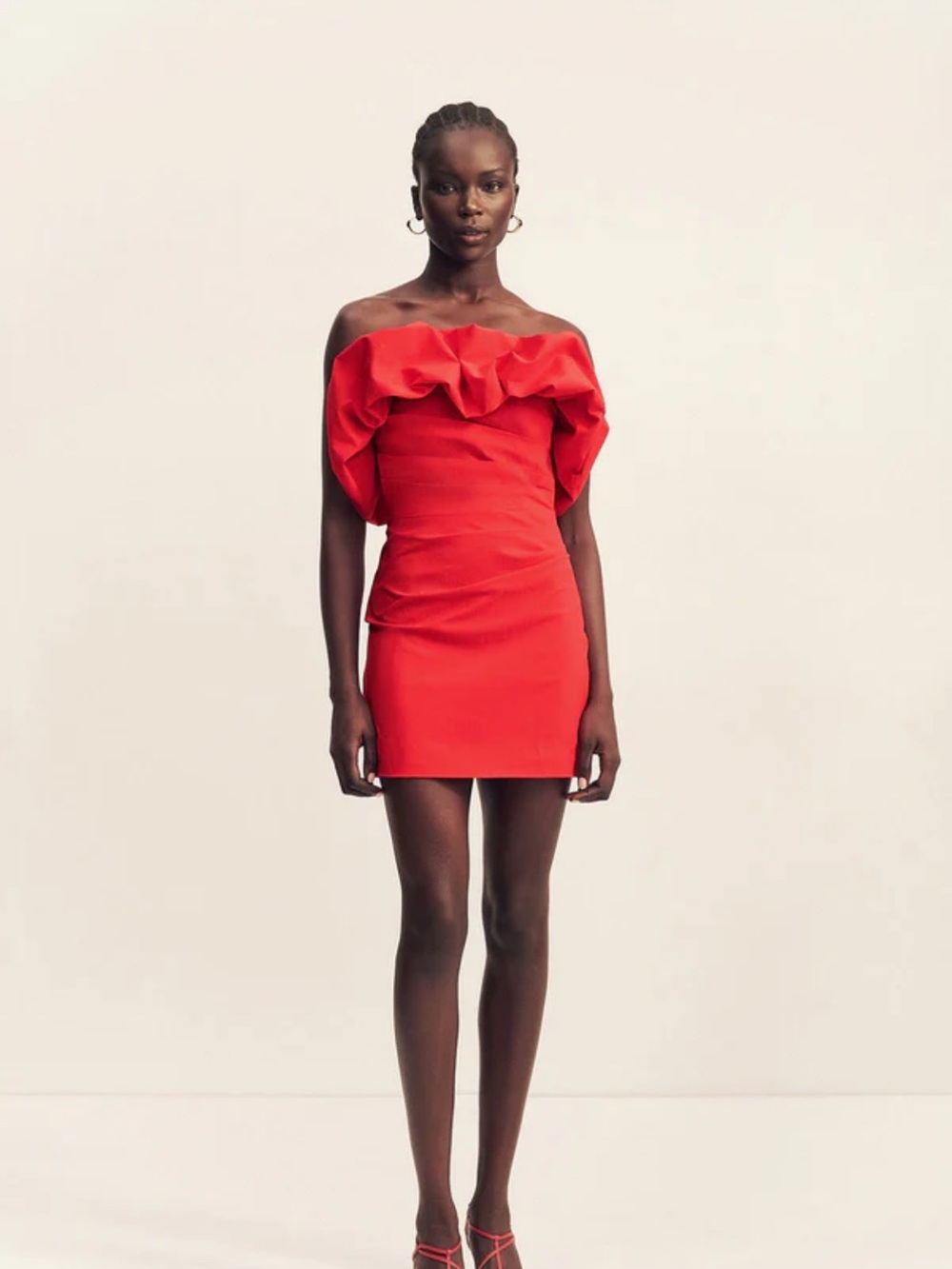 Shona Joy — Campbell Strapless Bubble Mini Dress - Goji